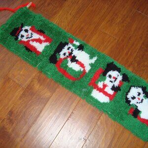 Handmade Christmas Latch Hook Wall Decor Snowmen Noel